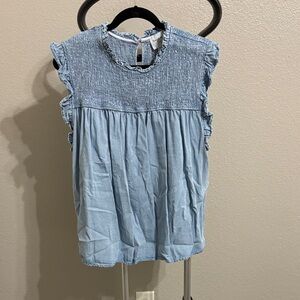 Hayden Light Blue Ruffled Top